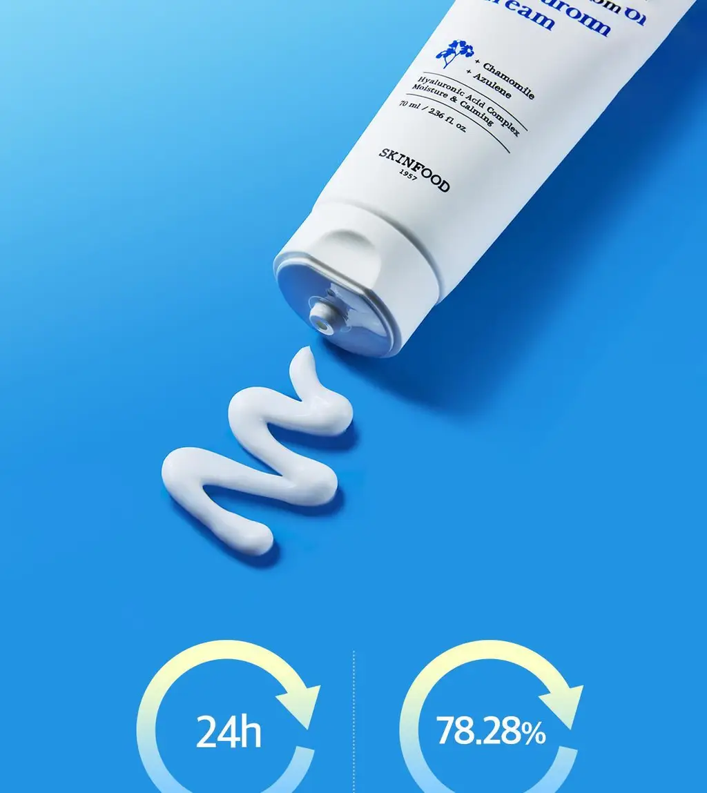 [쫀득물착크림] 스킨푸드 블루 캐모마일 히알루로닉 수분크림 기획(70ml+30ml) 상세페이지 10